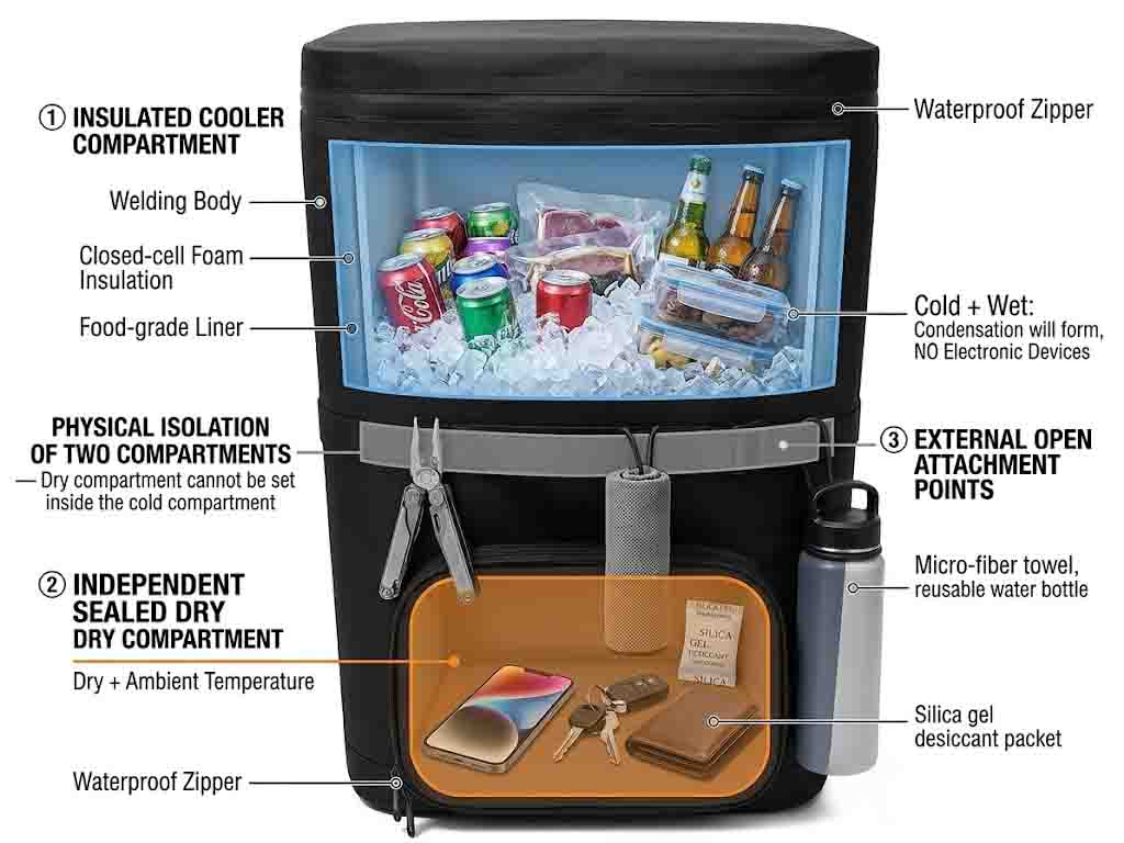Mochilas más frescas para navegación: almacenamiento en seco que también funciona como refrigerador