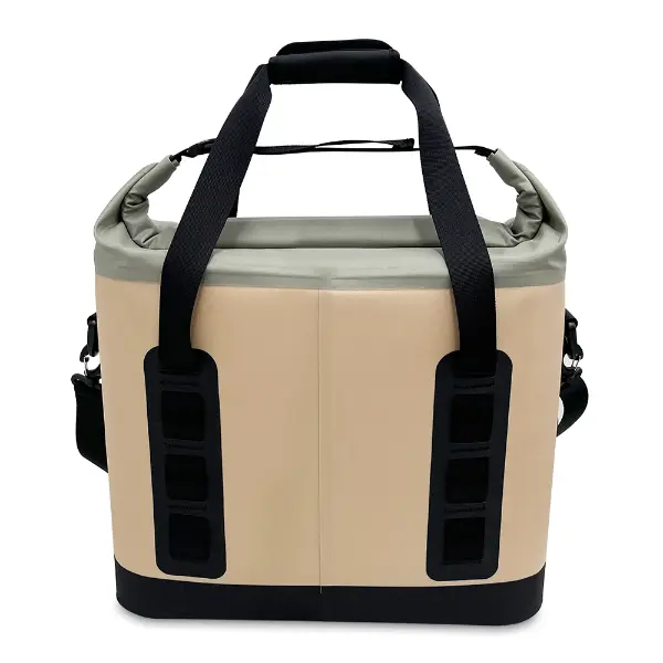 Nevera suave enrollable a prueba de fugas con bolsillo impermeable con cremallera y abridor de botellas